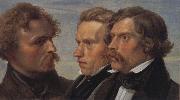 Julius Hubner, Portrait of the Painters Carl Friedrich Lessing,Carl Sohn and Theodor Hildebrandt
